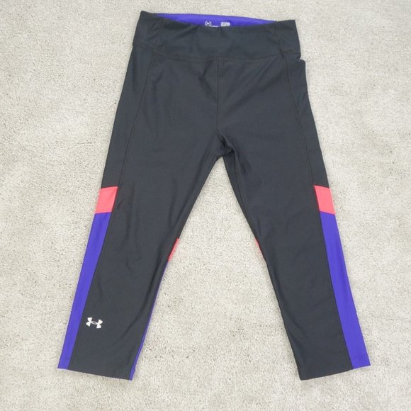 Under Armour Leggings Womens Small Black Heatgear Compression Stretch Crop - Picture 1 of 8